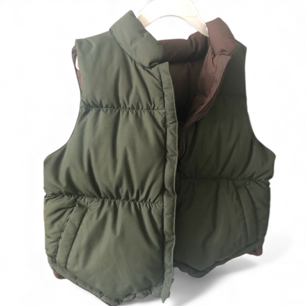 OneKid Goose Down Reversible Colors Brown & Deep Khaki Green Boys Sz. 7